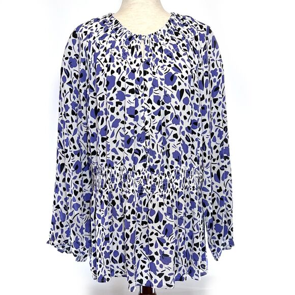 Lane Bryant Blue Floral Plus Size 20 Tunic Top - Picture 1 of 9